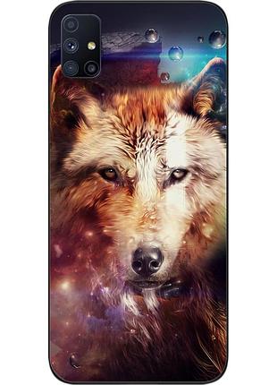 Силиконовый чехол для samsung m51 galaxy m515f с картинкой космический волк