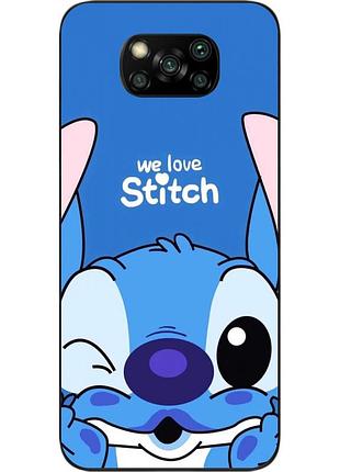 Силиконовый чехол для xiaomi poco x3 с картинкой стич
