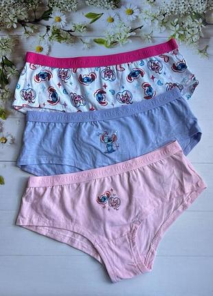 Трусики хіпстери на дівчинку stitch стітч (набір 3 шт.) primark р.146 (10-11 років)
