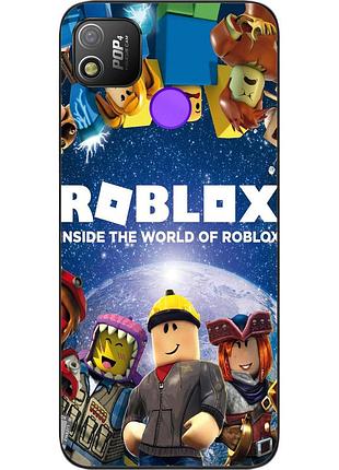 Силиконовый чехол с картинкой для tecno pop 4 игра роблокс герои