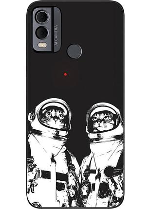 Силиконовый чехол бампер epik для nokia c22 с картинкой космонавты коты