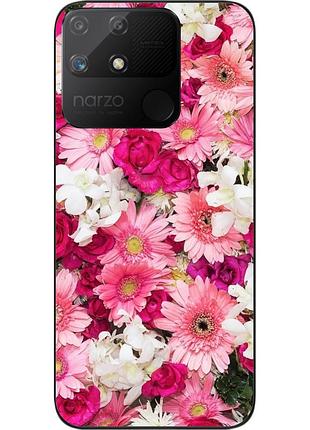Силиконовый чехол бампер epik для realme narzo 50a с картинкой нежные цветы