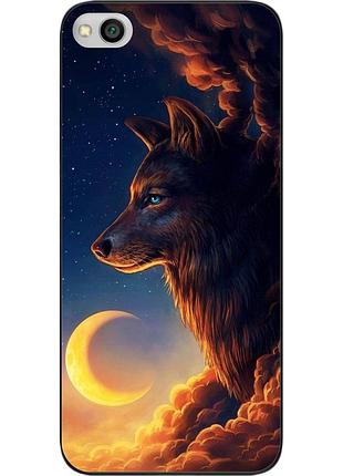 Бампер силіконовий чохол для xiaomi redmi 5a з картинкою вовк і місяць