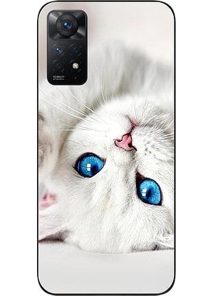Оригинальный чехол для xiaomi redmi note 11 pro с картинкой белый котик