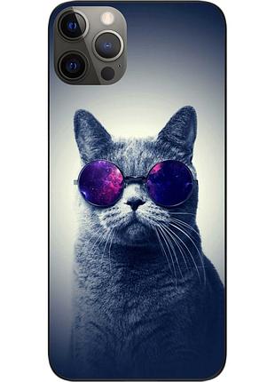 Силиконовый чехол epik для iphone 12 pro с картинкой серый кот