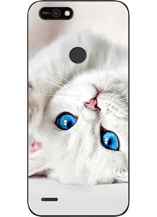 Оригінальний чохол для tecno pop 2f з картинкою білий котик