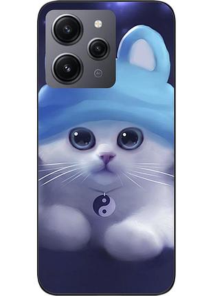 Бампер силиконовый чехол для xiaomi redmi 12 с картинкой котик