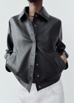 Шкіряний бомбер zara 6
