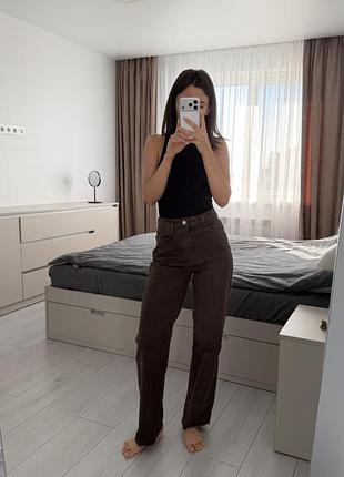 Джинси zara коричневі, розмір 32, висока посадка