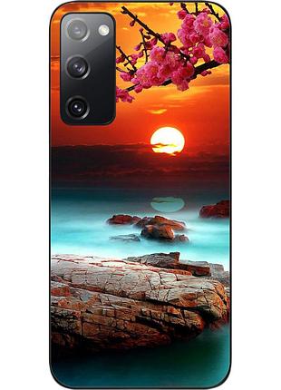 Силиконовый чехол бампер epik для samsung galaxy s20 fe с картинкой красивый закат