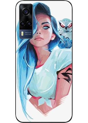 Силиконовый чехол epik для vivo y53s с картинкой девушка с совой