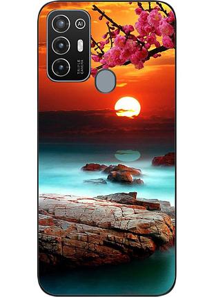 Силіконовий чохол бампер для zte blade a52 з картинкою красивий захід