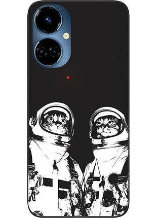 Силиконовый чехол бампер epik для tecno camon 19 (ci6n) / 19 pro (ci8n) с картинкой космонавты коты