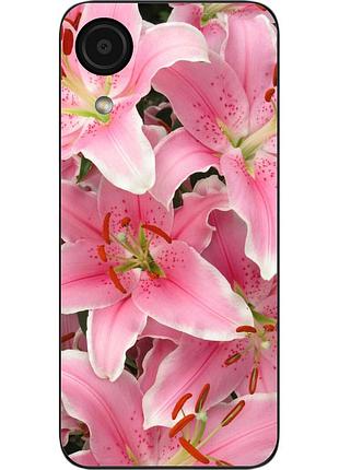 Силиконовый чехол для samsung a03 core galaxy a032f с картинкой лилии