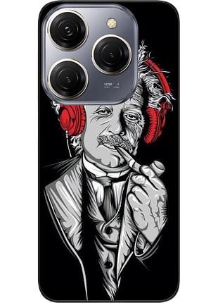Чехол силиконовый epik для tecno spark 20 pro (kj6) с картинкой эйнштейн в наушниках