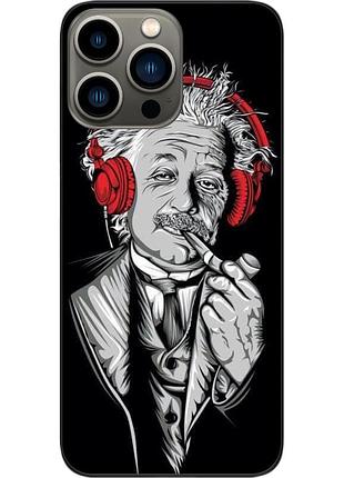 Чехол силиконовый epik для iphone 13 pro с картинкой эйнштейн в наушниках