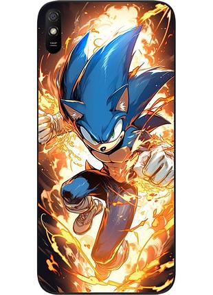 Силиконовый чехол бампер epik для xiaomi redmi 9a с картинкой соник