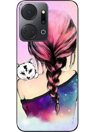 Силіконовий чохол epik для honor x7a з картинкою дівчина з кошеням