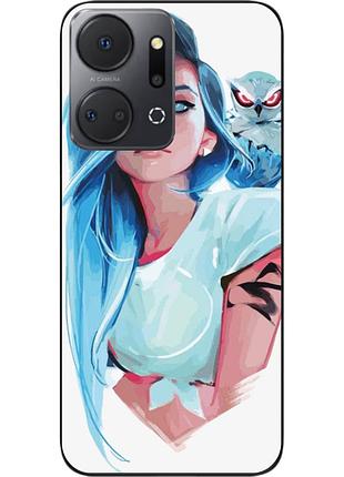 Силиконовый чехол epik для honor x7a с картинкой девушка с совой