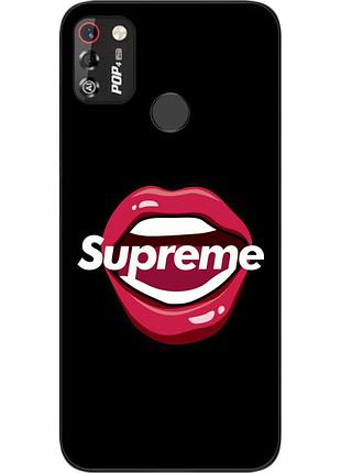 Силиконовый чехол для tecno pop 4 pro с картинкой губы supreme