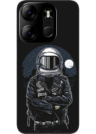 Силиконовый чехол бампер для tecno spark go 2023 bf7 с картинкой космонавт и луна