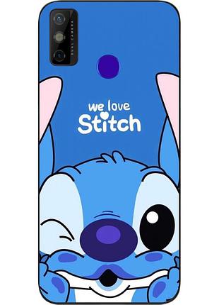 Силиконовый чехол для tecno spark 6 go с картинкой стич