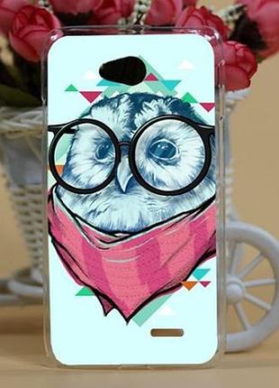 Оригинальный чехол накладка для lg optimus l70 d325 с картинкой сова в очках