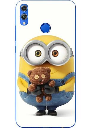 Силіконовий чохол бампер для huawei honor 8x з картинкою міньйон з мишком