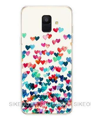 Tpu чехол бампер с картинкой для samsung a600f galaxy a6-2018 много сердец