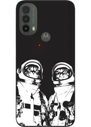 Силиконовый чехол бампер epik для motorola moto e30 с картинкой космонавты коты