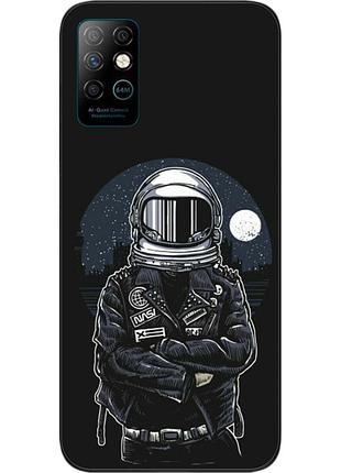 Силиконовый чехол бампер для infinix note 8 с картинкой космонавт и луна