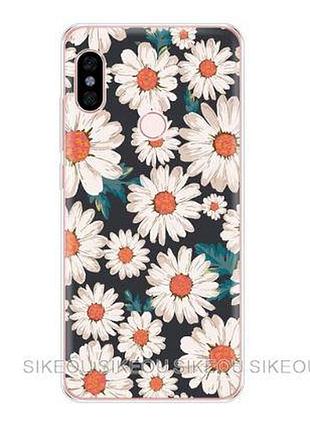 Бампер силиконовый чехол с картинкой для xiaomi redmi note 5 ромашки