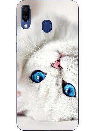 Оригинальный чехол накладка для samsung galaxy a30 2019 a305f с картинкой белый котик
