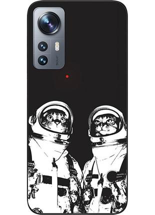 Силиконовый чехол бампер epik для xiaomi 12 / 12x с картинкой космонавты коты