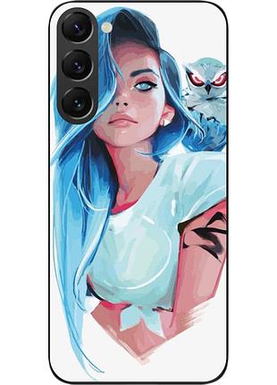 Силиконовый чехол epik для samsung galaxy s22 с картинкой девушка с совой