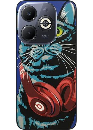 Силиконовый чехол epik для infinix smart 8 plus (x6526) с картинкой кот с наушниками