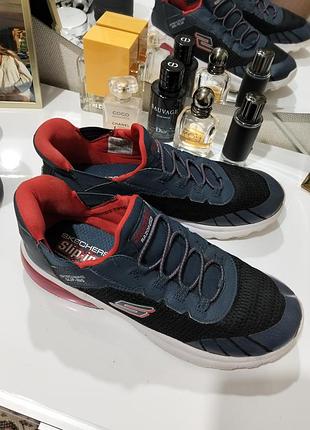 Детские, подростковые фирменные кроссовки skechers hands free slip-ins: razor air - hyper-brisk