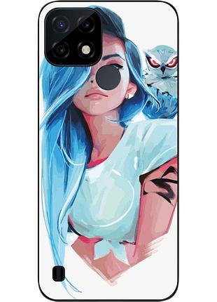 Силіконовий чохол epik для realme c21 з картинкою дівчина із совою