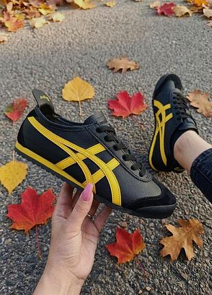 👟 кросівки  asics onitsuka tiger mexico 66 black yellow       / наложка bs👟
