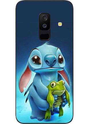 Силиконовый чехол бампер для samsung a6 plus 2018 galaxy a605f с картинкой стич