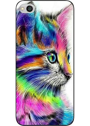 Силіконовий чохол бампер для xiaomi redmi 5a з картинкою різнобарвний котик