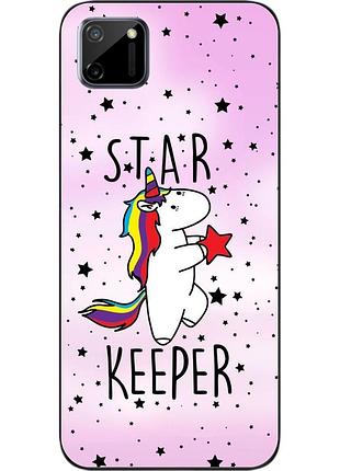 Силиконовый чехол бампер для realme c11 с картинкой единорожек