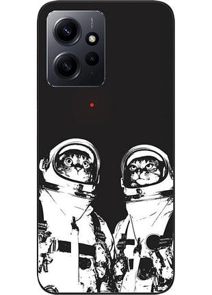 Силиконовый чехол бампер для xiaomi redmi note 12 4g с картинкой космонавты коты