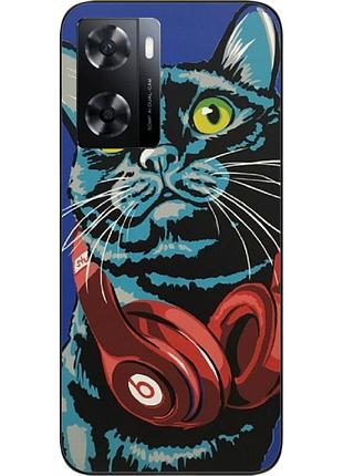 Силиконовый чехол epik для oneplus nord n20 se с картинкой кот с наушниками