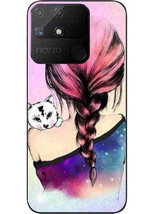 Силіконовий чохол epik для realme narzo 50a з картинкою дівчина з кошеням