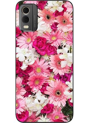 Силиконовый чехол бампер epik для nokia c32 с картинкой нежные цветы