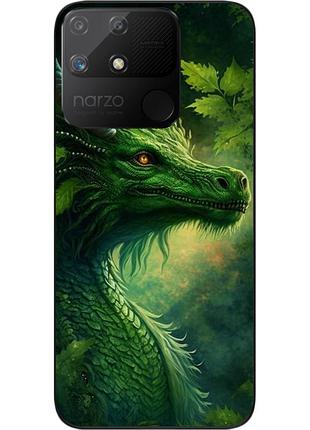 Силиконовый чехол бампер epik для realme narzo 50a с картинкой зеленый дракон