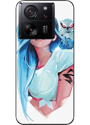 Силиконовый чехол epik для xiaomi 13t с картинкой девушка с совой