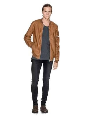 Кожанный бомбер pull&bear 7