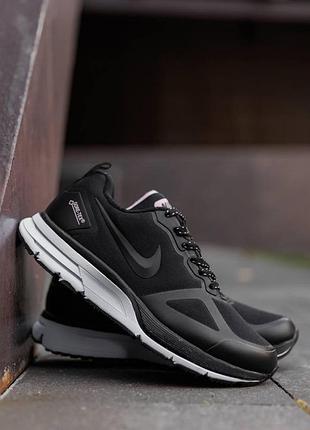 Жіночі кросівки шкіряні nike gore-tex waterproof чорно-білі модні демісезонні кроси найк гортекс на осінь